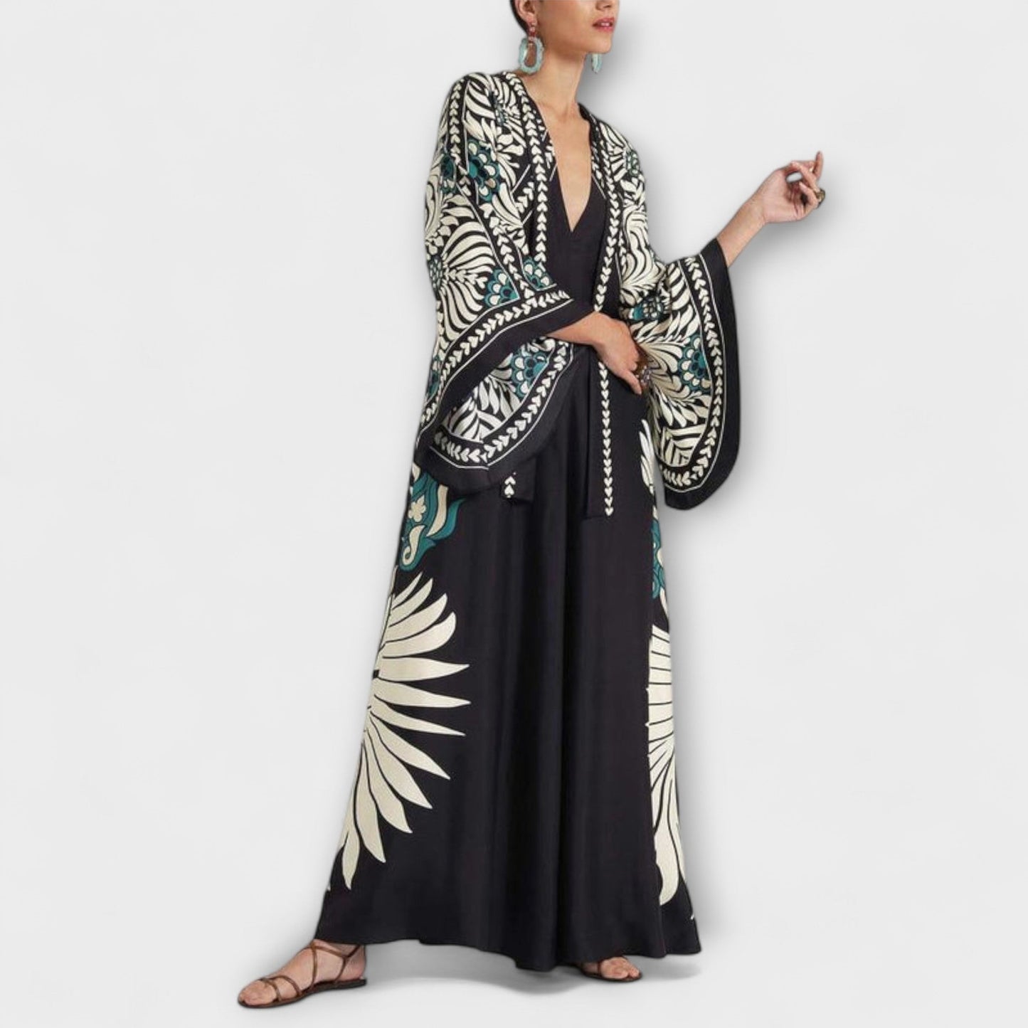 Chic Blomstertrykk Maxi Kjole for Spesielle Anledninger