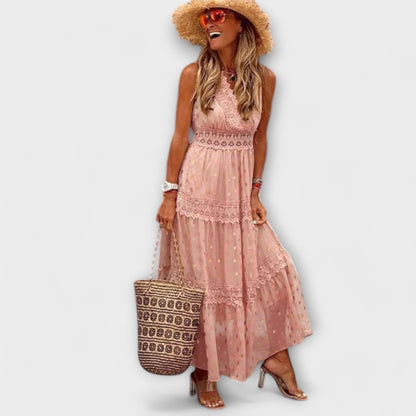 Boho Blonde Maxi Kjole for Festlige Anledninger