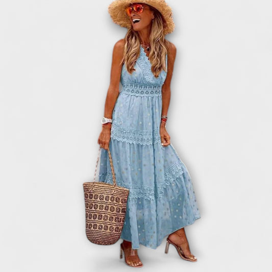 Boho Blonde Maxi Kjole for Festlige Anledninger