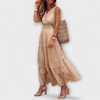 Boho Blonde Maxi Kjole for Festlige Anledninger