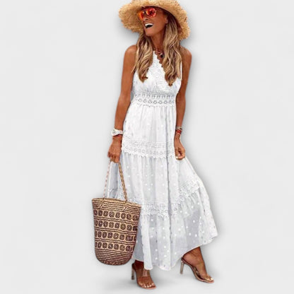 Boho Blonde Maxi Kjole for Festlige Anledninger