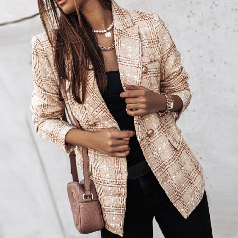 Hailey - Stilig Rutete Blazer for Kontor & Arrangementer