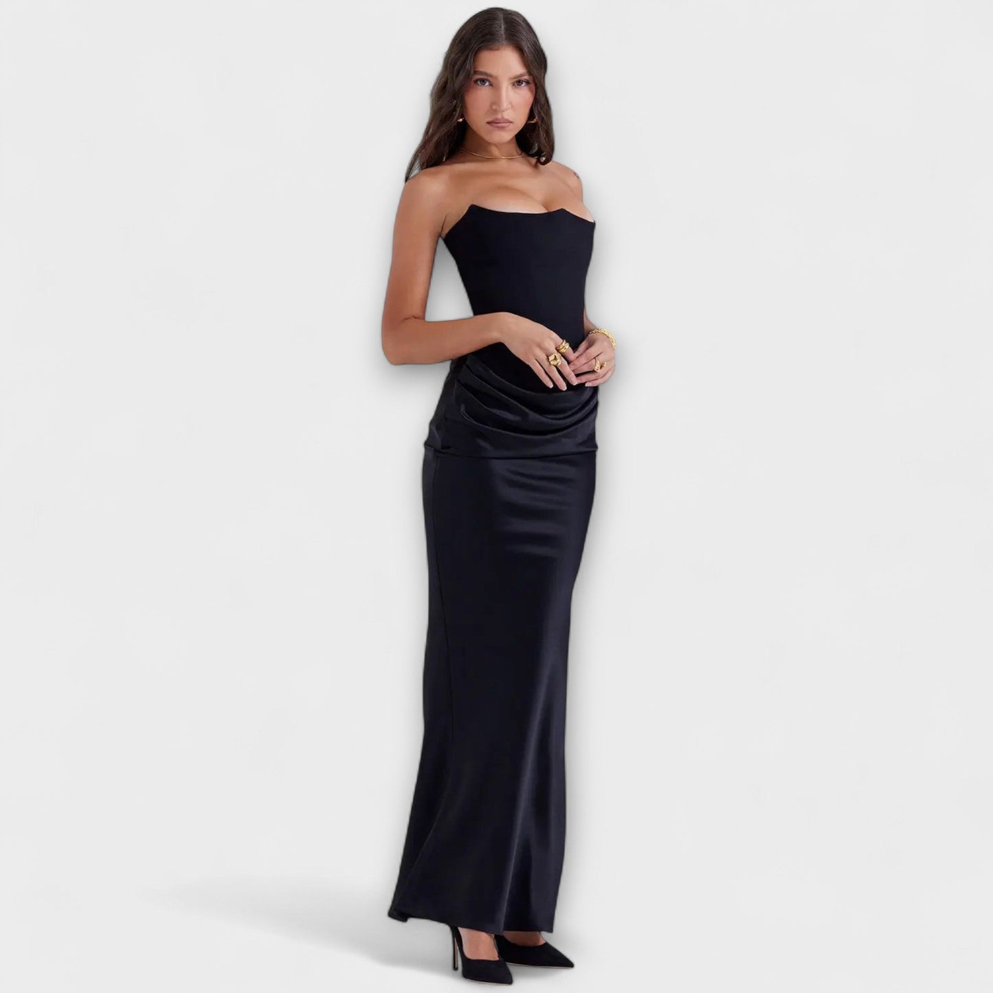 Chic Satin Maxi Kjole for Kveldsbruk