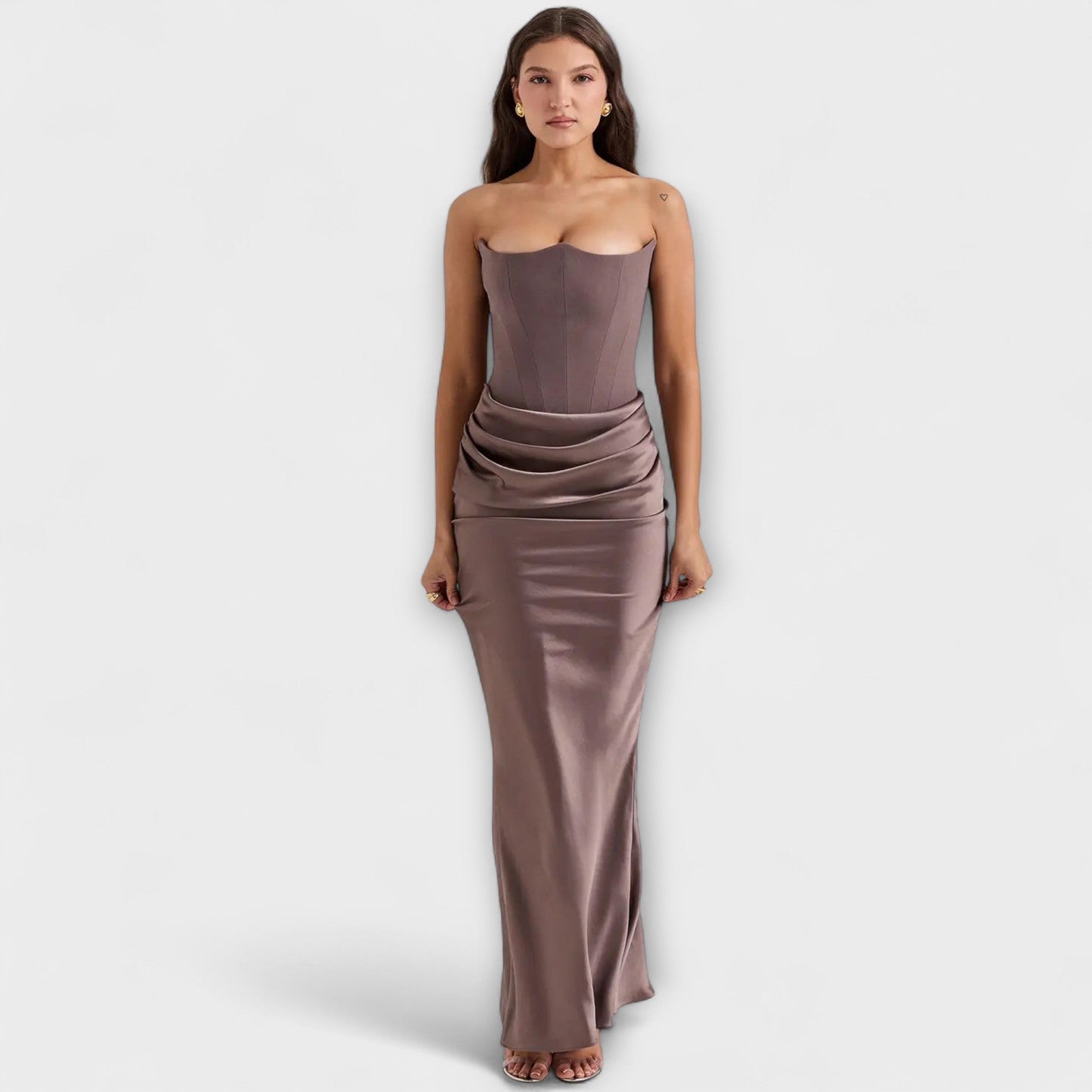 Chic Satin Maxi Kjole for Kveldsbruk