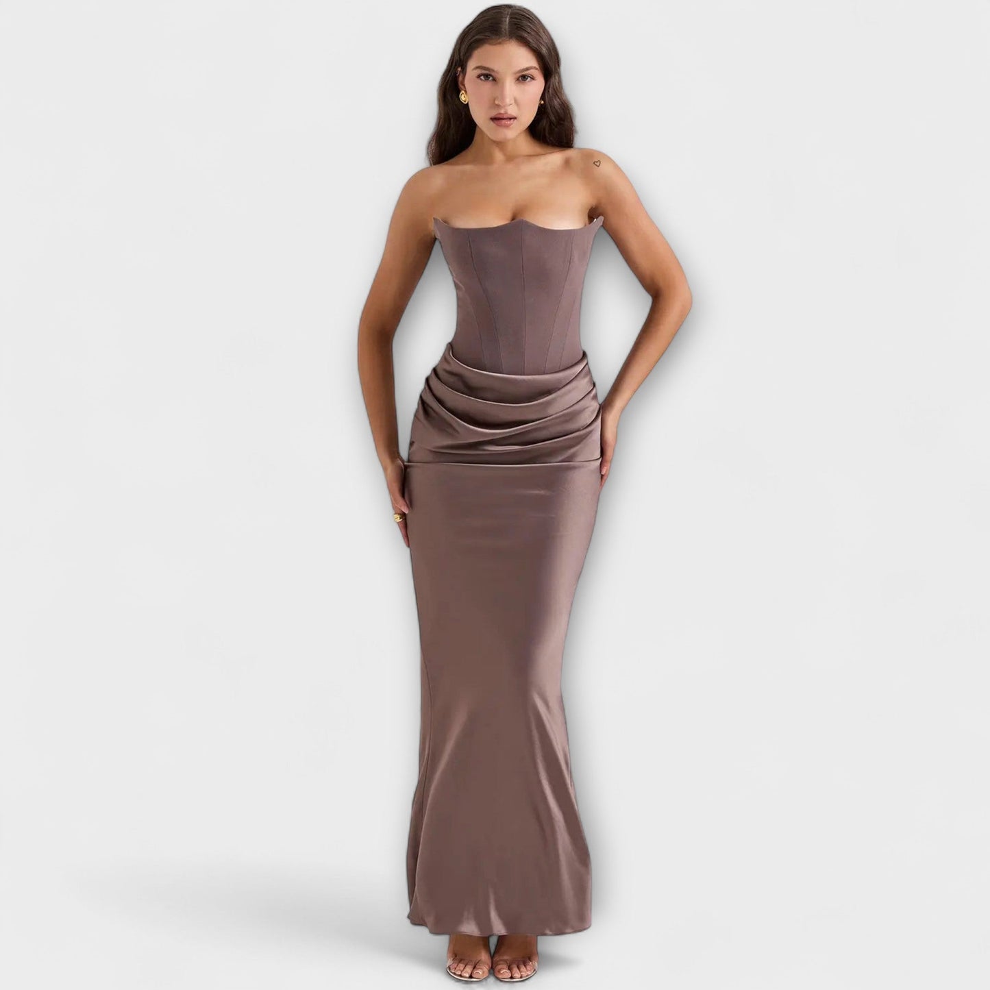 Chic Satin Maxi Kjole for Kveldsbruk