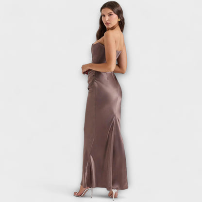 Chic Satin Maxi Kjole for Kveldsbruk