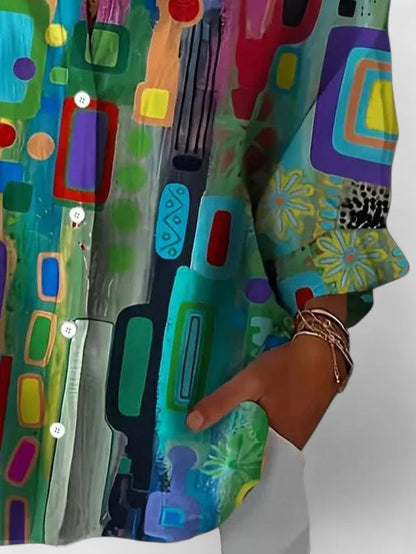 Rose™ | Chic Geometrisk Mønster Bluse for Alle Anledninger