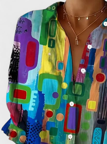 Rose™ | Chic Geometrisk Mønster Bluse for Alle Anledninger